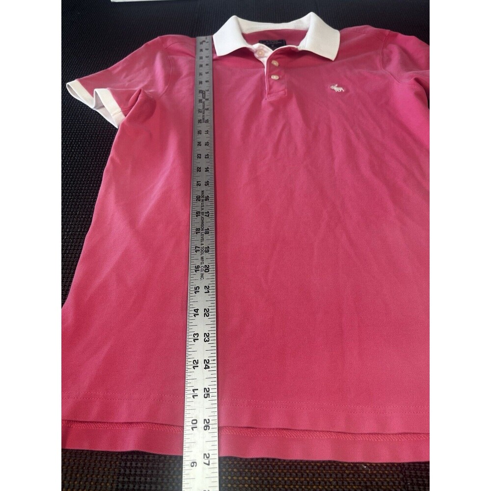 Original Abercrombie And Fitch Large Moose Logo‎ pink White Medium stretch Polo - Picture 3 of 5